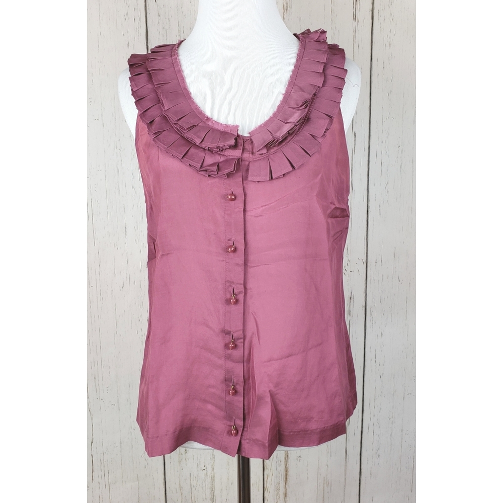 J.Crew Silk Ruffle Button Down